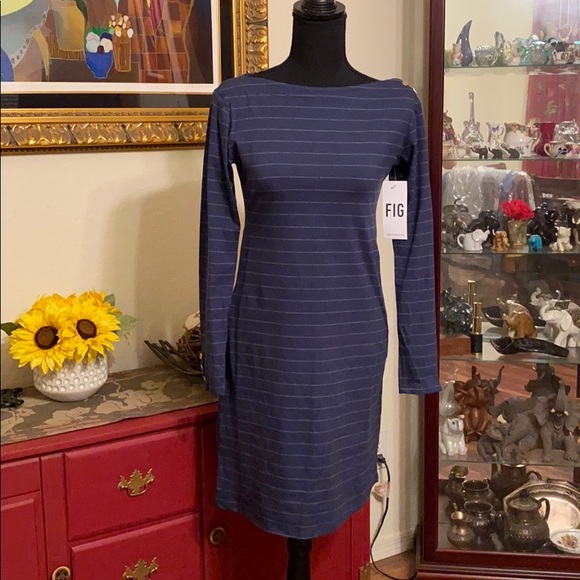 NWOT🌻So Cute, Blue, striped dress by FIG🌻 - Picture 2 of 6